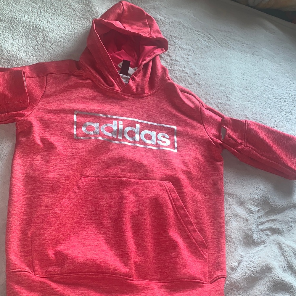 PINK AND RED ADDIAS HOODIE